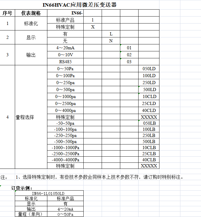 IN66HVAC应用微差压变送器