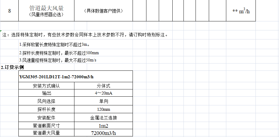 YGM305气体防爆风速风量传感器